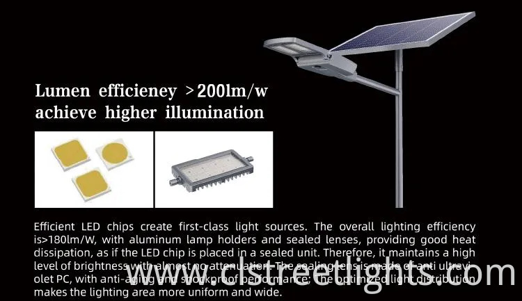 Outdoor Waterproof Integrated All in Two 100W 200W 300W 500W Solar Street Light with Solar Panel for Street